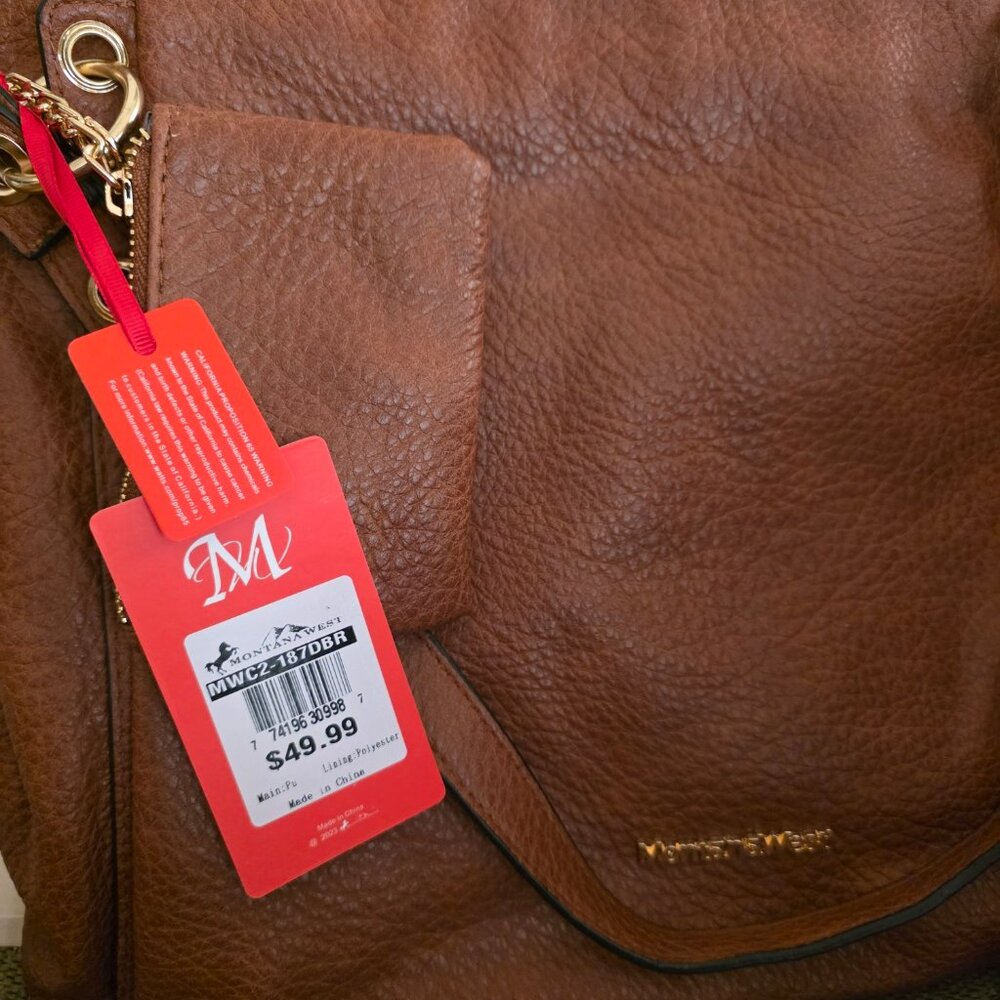 NWT! Montana West Faux Leather Tote Hobo Shoulder Bag w/Bonus Coin/Access Pouch - Picture 12 of 13